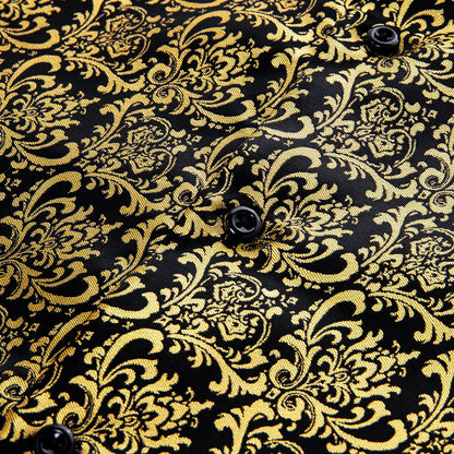 Golden Black Novelty Silk Dress Shirt shirt    - Sophisticated Gentlemen