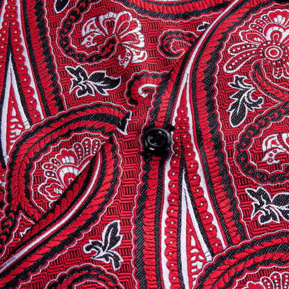Red Paisley Silk Men's Dress Shirt shirt    - Sophisticated Gentlemen