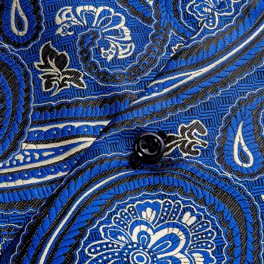 Blue Paisley Silk Men's Dress Shirt shirt    - Sophisticated Gentlemen