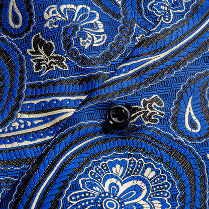 Blue Paisley Silk Men's Dress Shirt shirt    - Sophisticated Gentlemen