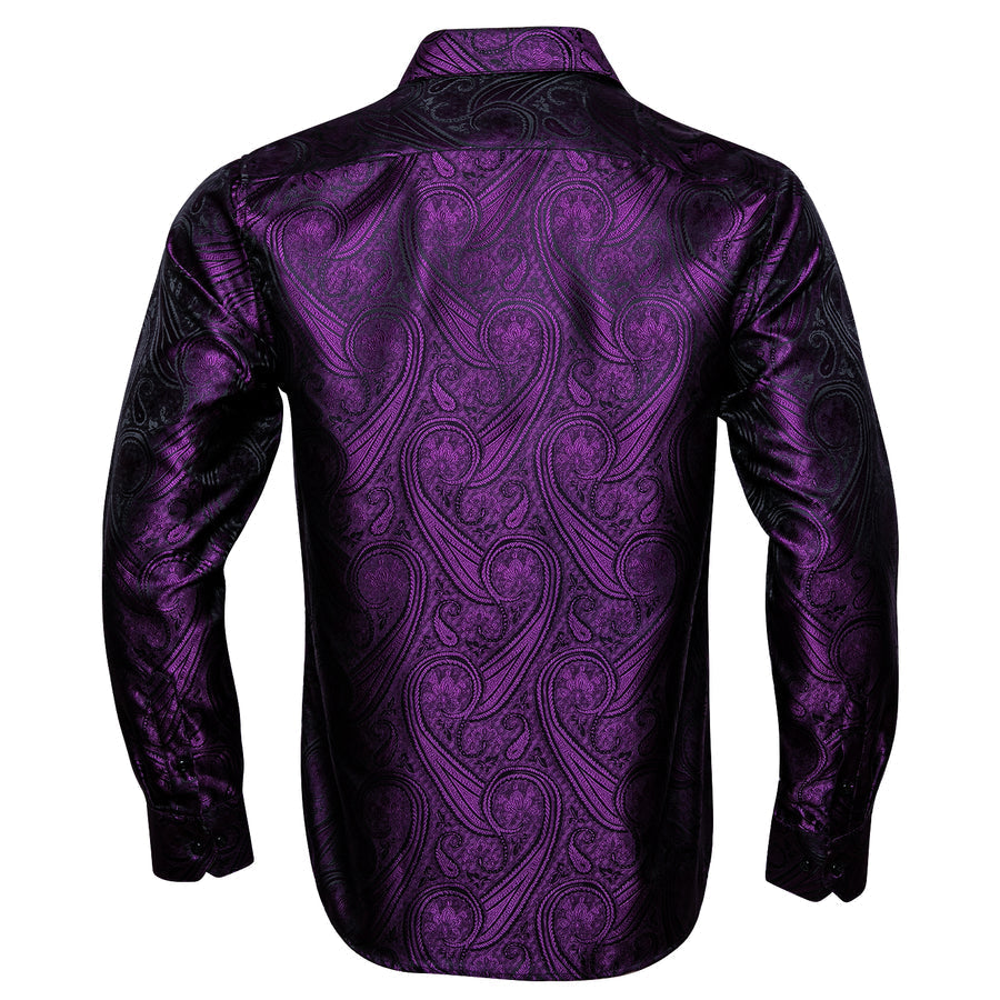 Purple Paisley Silk Dress Shirt shirt    - Sophisticated Gentlemen