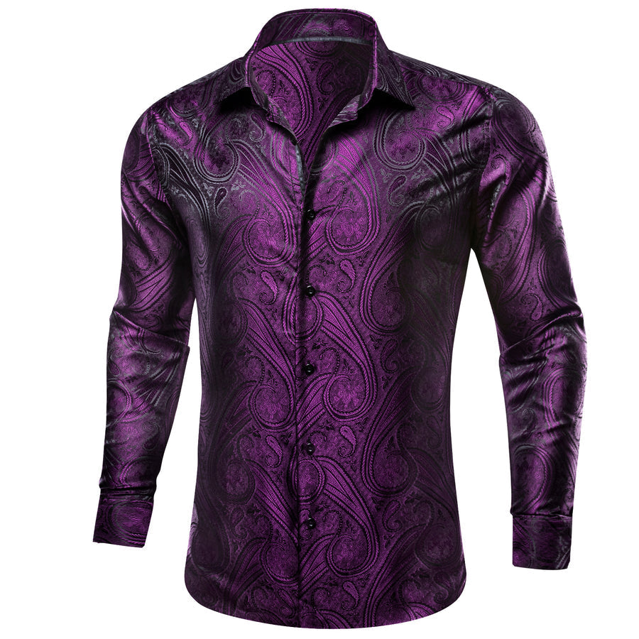 Purple Paisley Silk Dress Shirt shirt    - Sophisticated Gentlemen