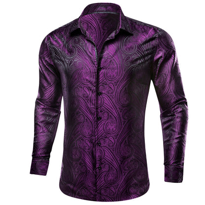 Purple Paisley Silk Dress Shirt shirt    - Sophisticated Gentlemen