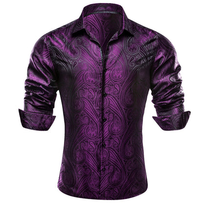 Purple Paisley Silk Dress Shirt shirt    - Sophisticated Gentlemen