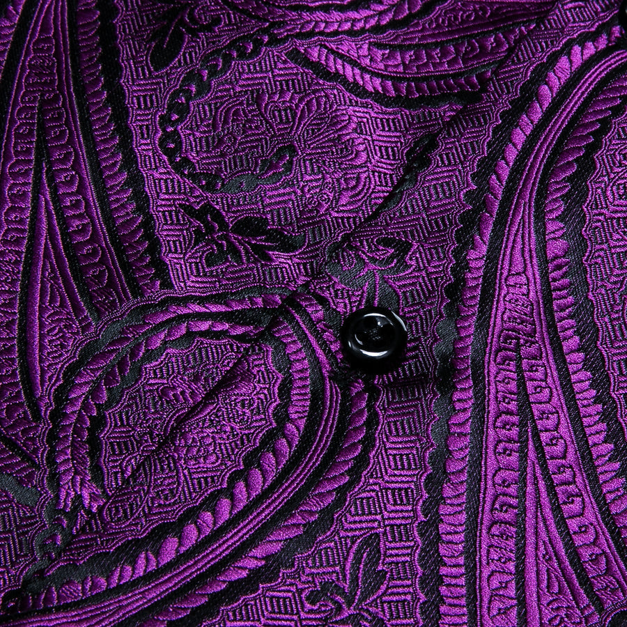 Purple Paisley Silk Dress Shirt shirt    - Sophisticated Gentlemen