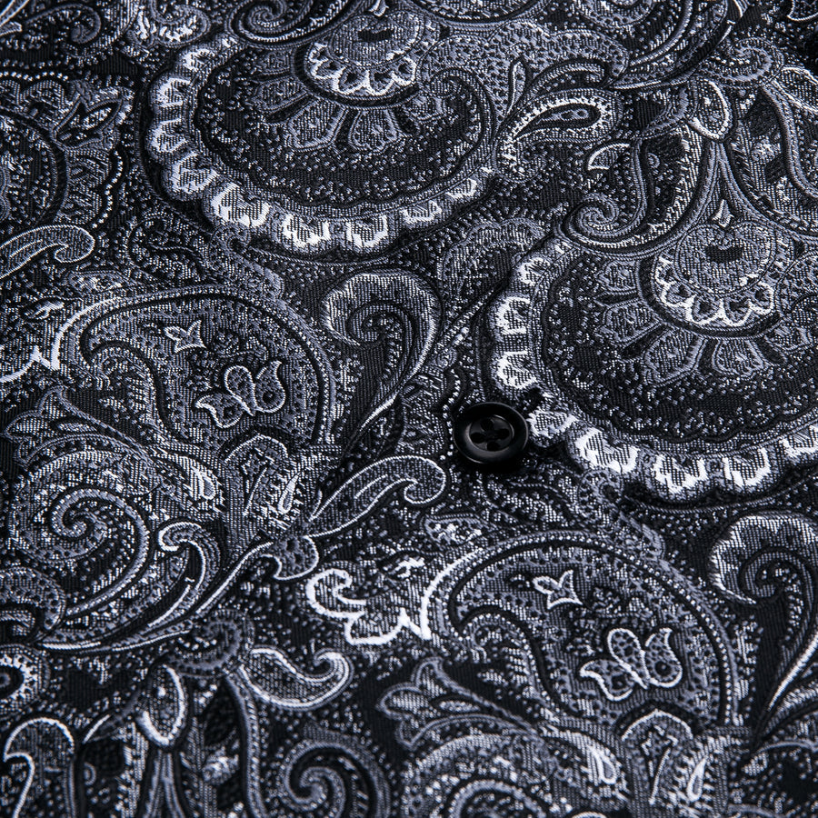 Black Floral Silk Dress Shirt shirt    - Sophisticated Gentlemen