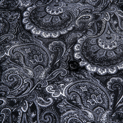Black Floral Silk Dress Shirt shirt    - Sophisticated Gentlemen