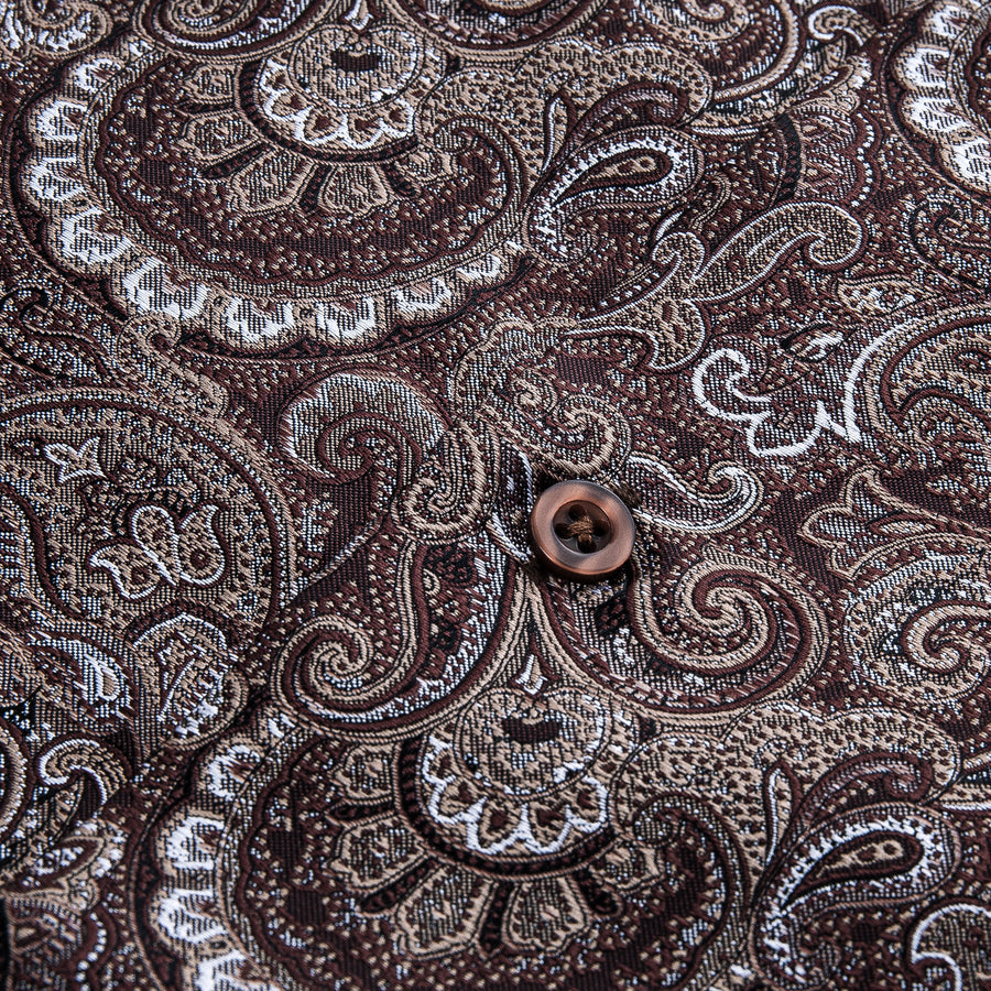 Red Brown Floral Silk Dress Shirt shirt    - Sophisticated Gentlemen