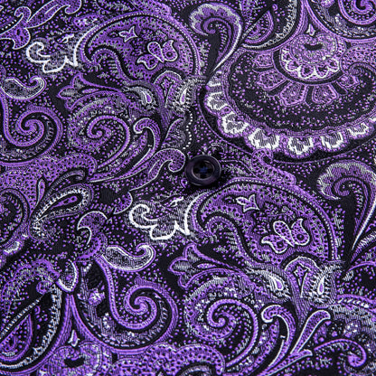 Purple Floral Silk Dress Shirt shirt    - Sophisticated Gentlemen