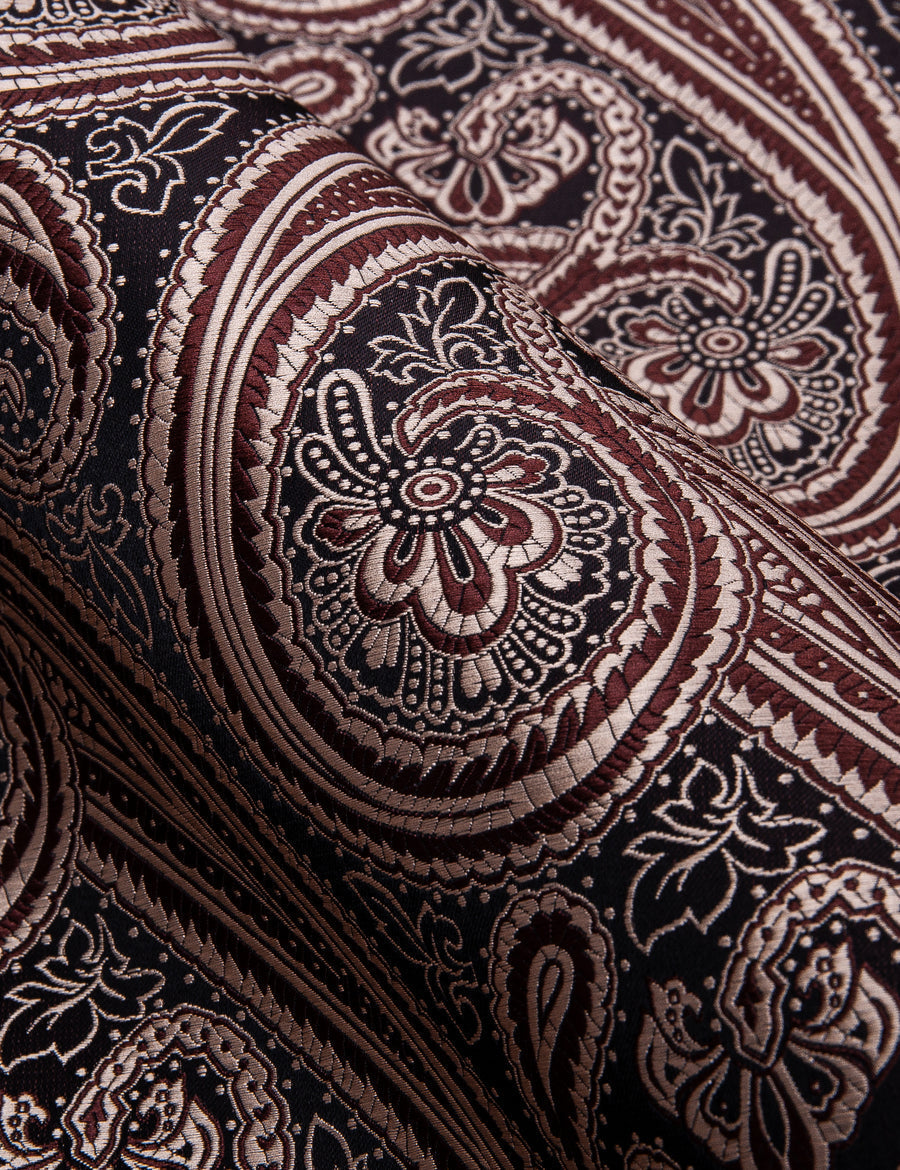 Red Brown Paisley Silk Dress Shirt shirt    - Sophisticated Gentlemen