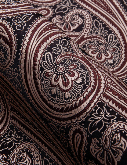 Red Brown Paisley Silk Dress Shirt shirt    - Sophisticated Gentlemen