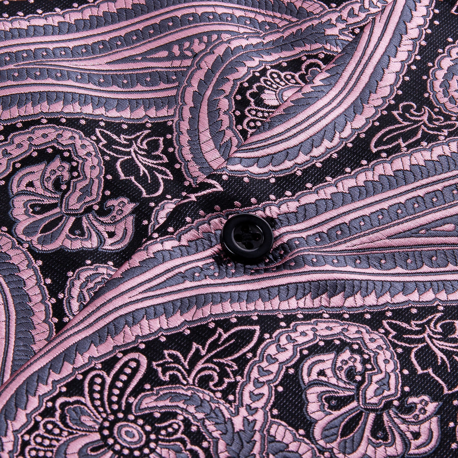 Red Brown Paisley Silk Dress Shirt shirt    - Sophisticated Gentlemen
