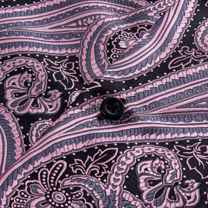 Red Brown Paisley Silk Dress Shirt shirt    - Sophisticated Gentlemen