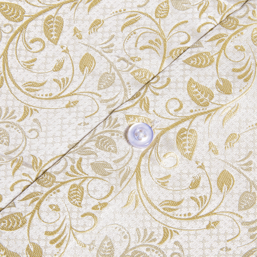 Champagne Floral Silk Dress Shirt shirt    - Sophisticated Gentlemen