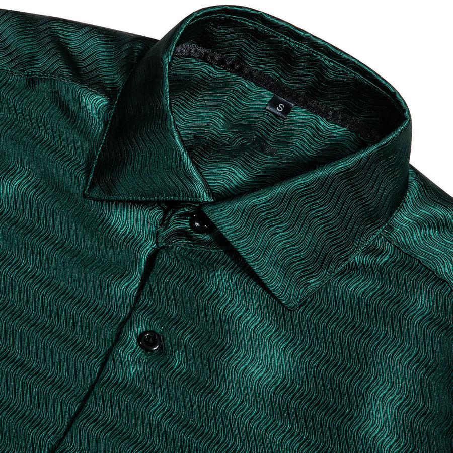 Green Striped Silk Dress Shirt shirt    - Sophisticated Gentlemen
