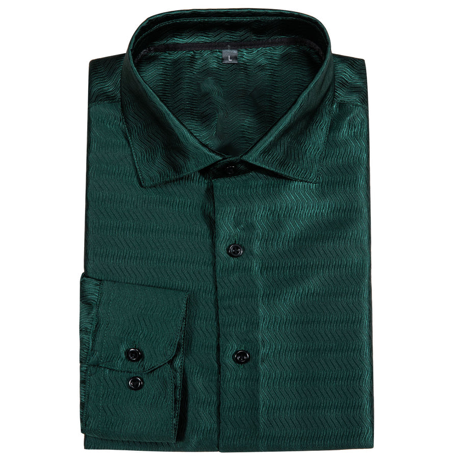 Green Striped Silk Dress Shirt shirt    - Sophisticated Gentlemen