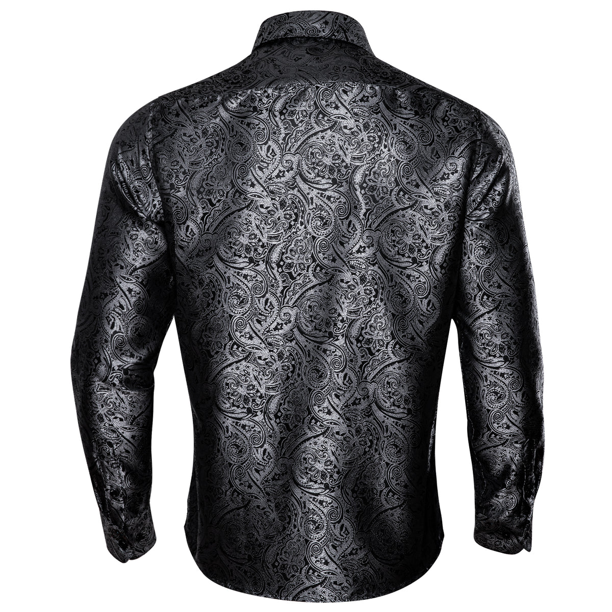 Black and Silver Paisley Silk Shirt shirt    - Sophisticated Gentlemen