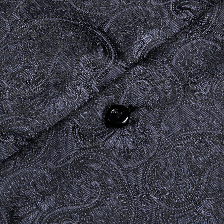 Classic Black Paisley Silk Dress Shirt shirt    - Sophisticated Gentlemen