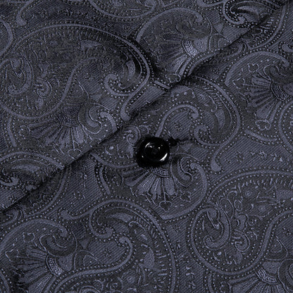 Classic Black Paisley Silk Dress Shirt shirt    - Sophisticated Gentlemen