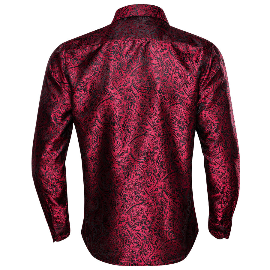 Red Black Paisley Dress Shirt shirt    - Sophisticated Gentlemen
