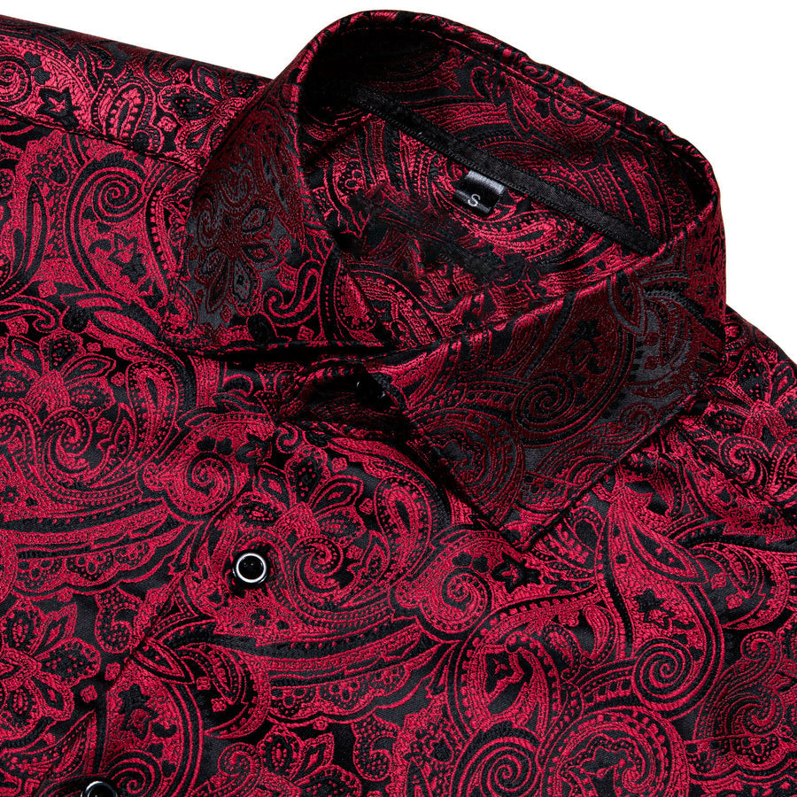 Red Black Paisley Dress Shirt shirt    - Sophisticated Gentlemen