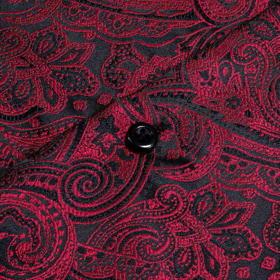 Red Black Paisley Dress Shirt shirt    - Sophisticated Gentlemen