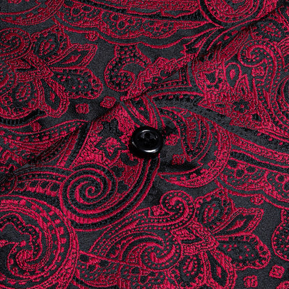 Red Black Paisley Dress Shirt shirt    - Sophisticated Gentlemen