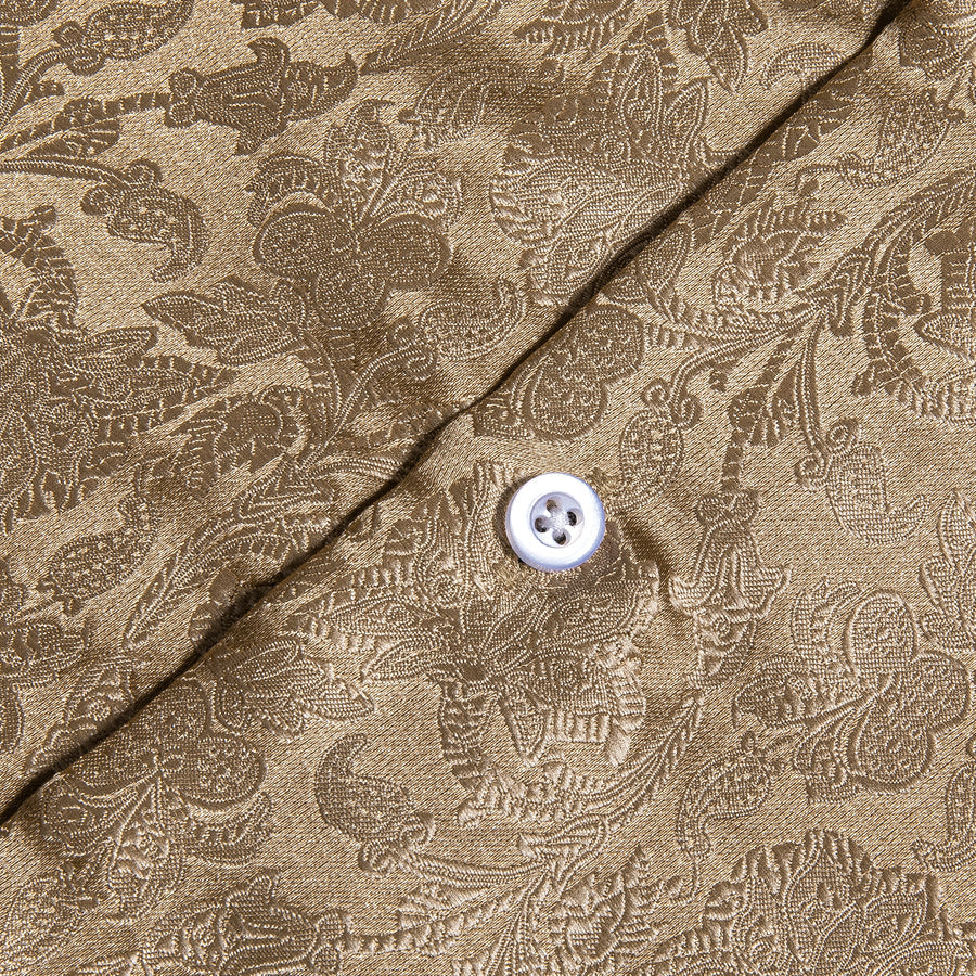 Champagne Brown Floral Silk Dress Shirt shirt    - Sophisticated Gentlemen