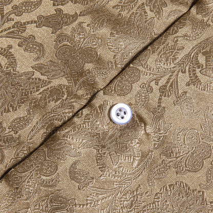 Champagne Brown Floral Silk Dress Shirt shirt    - Sophisticated Gentlemen
