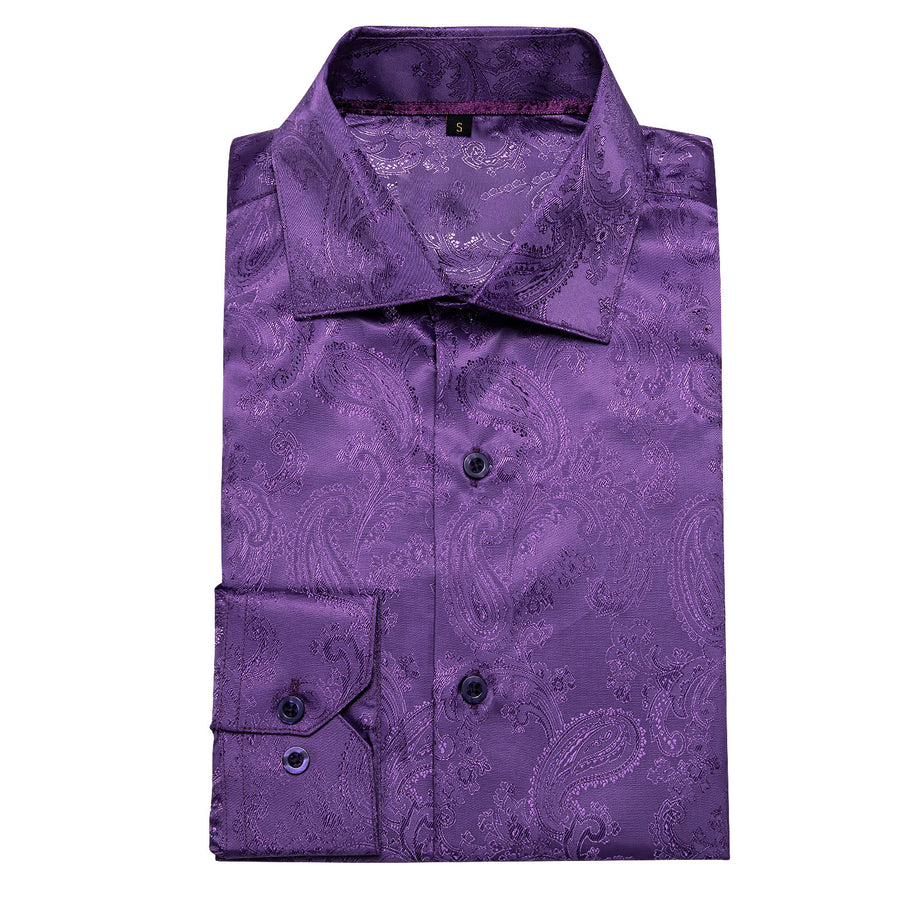 Lavender Purple Paisley Silk Dress Shirt shirt    - Sophisticated Gentlemen