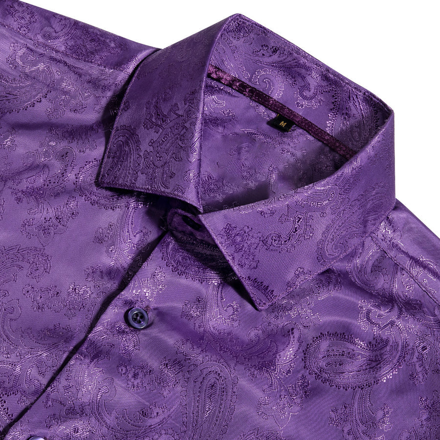Lavender Purple Paisley Silk Dress Shirt shirt    - Sophisticated Gentlemen
