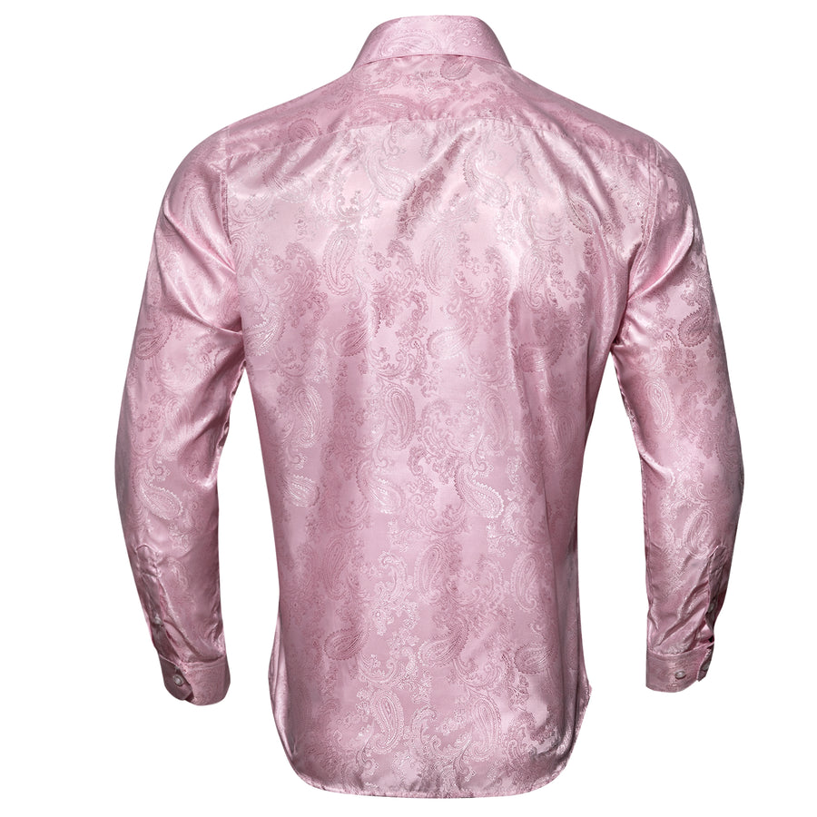 Baby Pink Paisley Pattern Silk Dress Shirt shirt    - Sophisticated Gentlemen