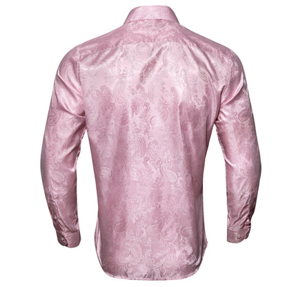 Baby Pink Paisley Pattern Silk Dress Shirt shirt    - Sophisticated Gentlemen