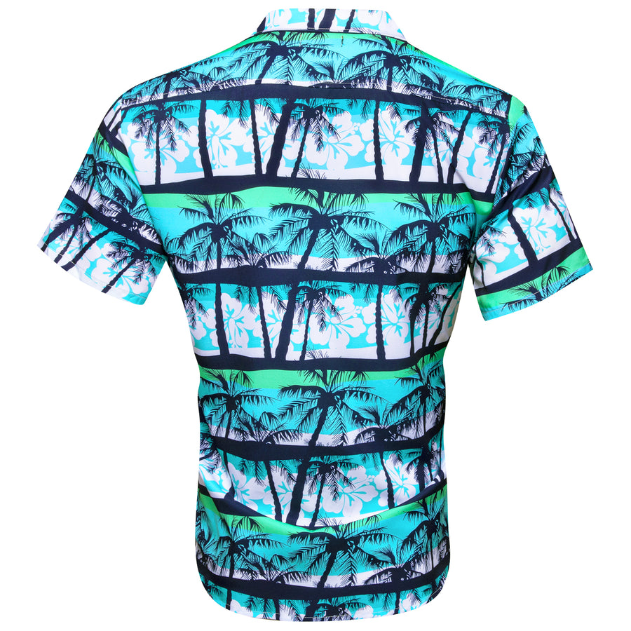 Sky Blue Black Coconut Tree Novelty Dress Shirt shirt    - Sophisticated Gentlemen
