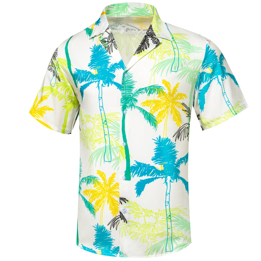 Yellow Blue Coconut Tree Novelty Dress Shirt shirt    - Sophisticated Gentlemen