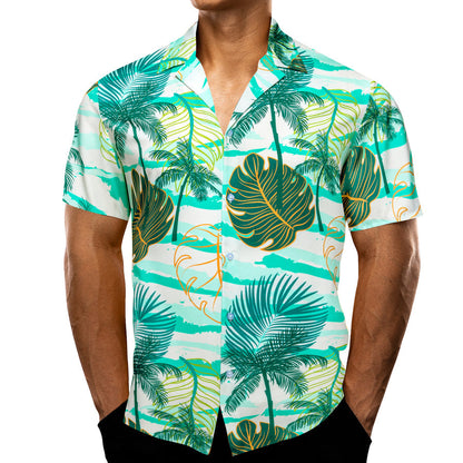 Parekeet Green Coconut Tree Novelty Dress Shirt shirt    - Sophisticated Gentlemen