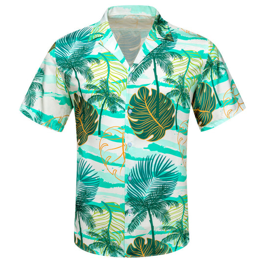 Parekeet Green Coconut Tree Novelty Dress Shirt shirt S   - Sophisticated Gentlemen