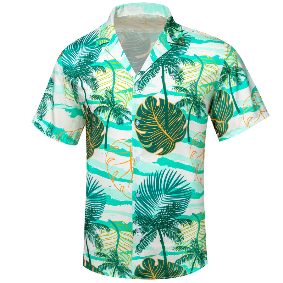 Parekeet Green Coconut Tree Novelty Dress Shirt shirt    - Sophisticated Gentlemen