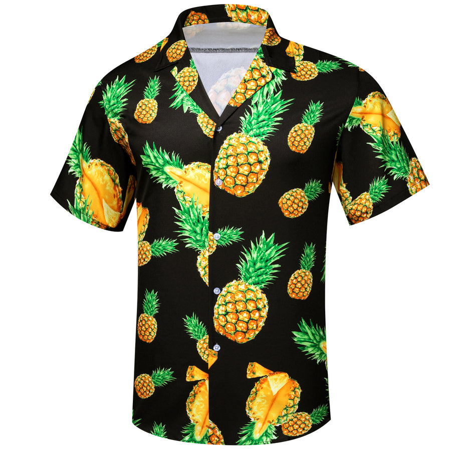 Black Yellow Pineapple Novelty Dress Shirt shirt    - Sophisticated Gentlemen