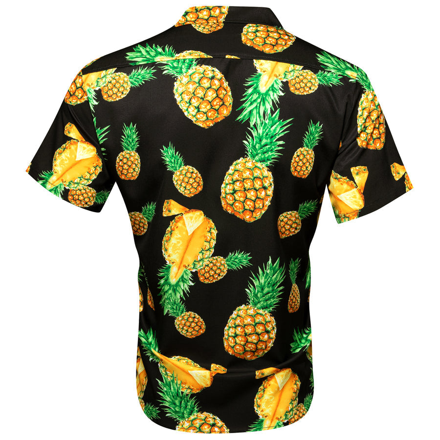 Black Yellow Pineapple Novelty Dress Shirt shirt    - Sophisticated Gentlemen