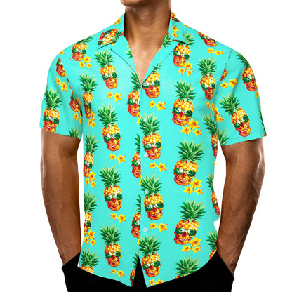 Mint Green Yellow Pineapple Novelty Dress Shirt shirt    - Sophisticated Gentlemen