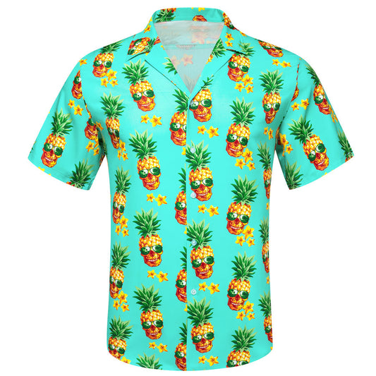 Mint Green Yellow Pineapple Novelty Dress Shirt shirt S   - Sophisticated Gentlemen