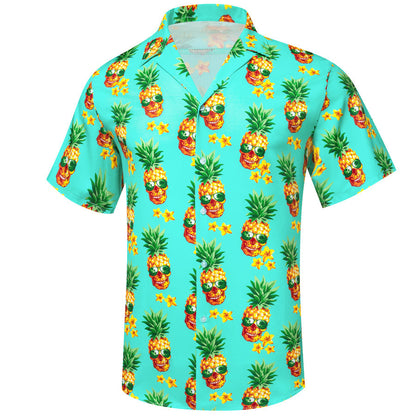 Mint Green Yellow Pineapple Novelty Dress Shirt shirt    - Sophisticated Gentlemen