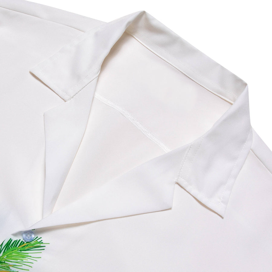 White Green Coconut Tree Novelty Men's Summer Beach Dress Shirt shirt    - Sophisticated Gentlemen