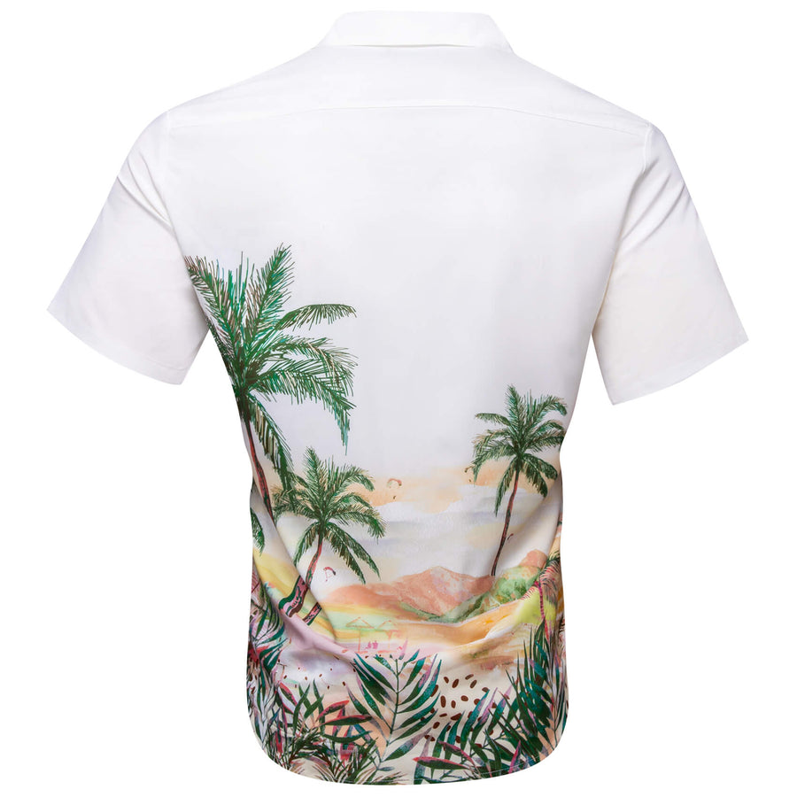 White Green Men's Summer Beach Dress Shirt shirt    - Sophisticated Gentlemen