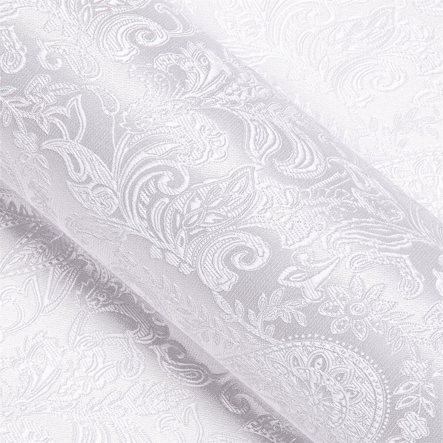 Pure White Paisley Silk Dress Shirt shirt    - Sophisticated Gentlemen
