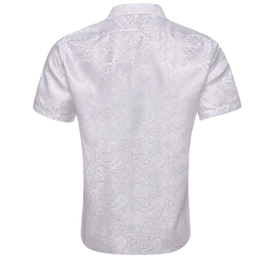 Pure White Paisley Silk Dress Shirt shirt    - Sophisticated Gentlemen