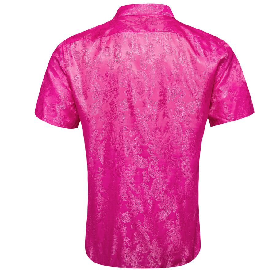 Deep Pink Woven Paisley Silk Dress Shirt shirt    - Sophisticated Gentlemen