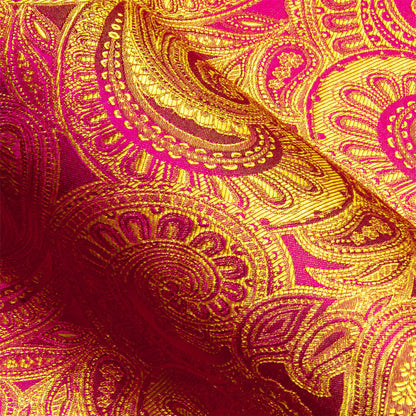 Deep Pink Yellow Paisley Men's Silk Dress Shirt shirt    - Sophisticated Gentlemen