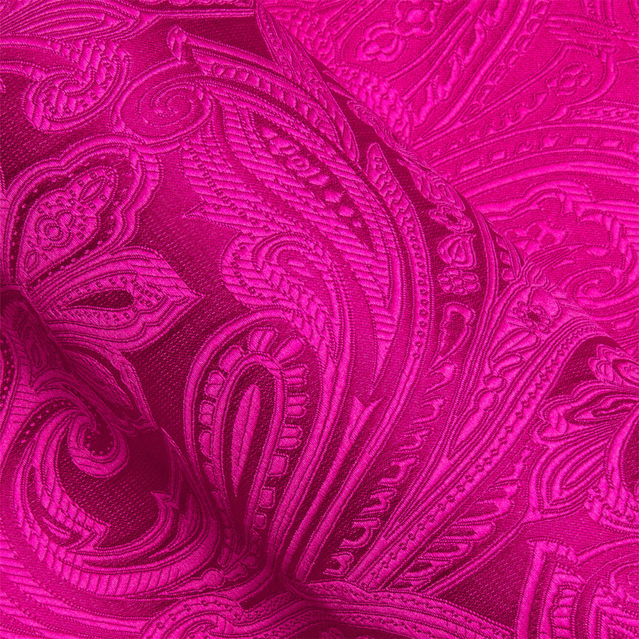 Hot Pink Jacquard Floral Men's Silk Dress Shirt shirt    - Sophisticated Gentlemen